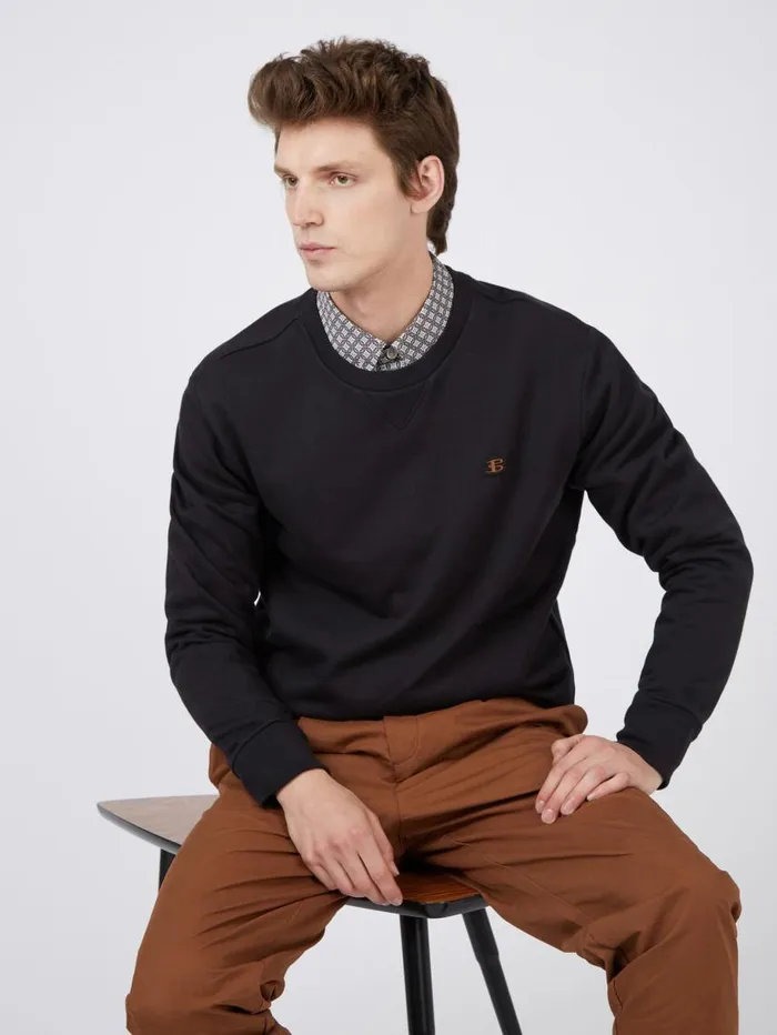 Men Ben Sherman Sweatshirts and Hoodies B By TricotLoopback Sweatshirt 8211 Black