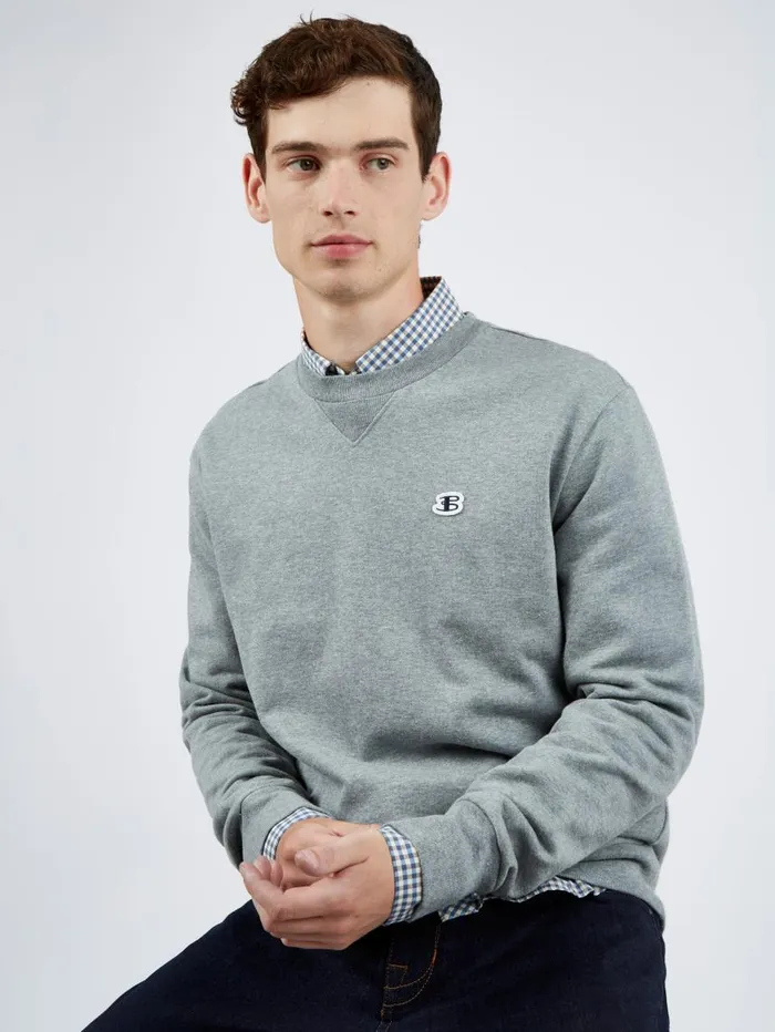 Men Ben Sherman Sweatshirts and Hoodies B By TricotLoopback Sweatshirt 8211 Steel