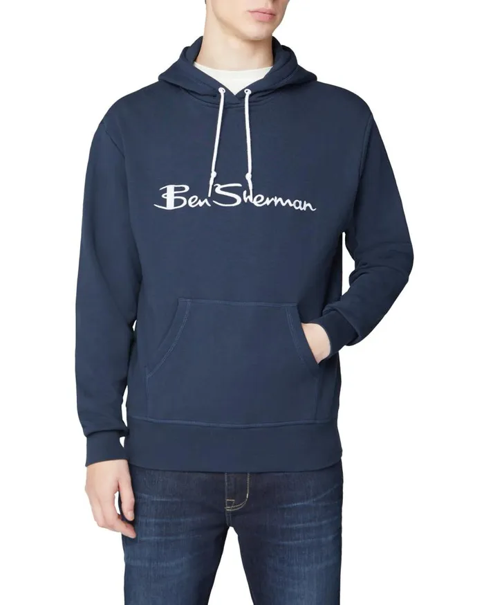 Men Ben Sherman Sweatshirts and Hoodies Embroidered Logo Hoodie 8211 Dark Navy Men Ben Sherman Sweatshirts and Hoodies Embroidered Logo Hoodie 8211 Dark Navy