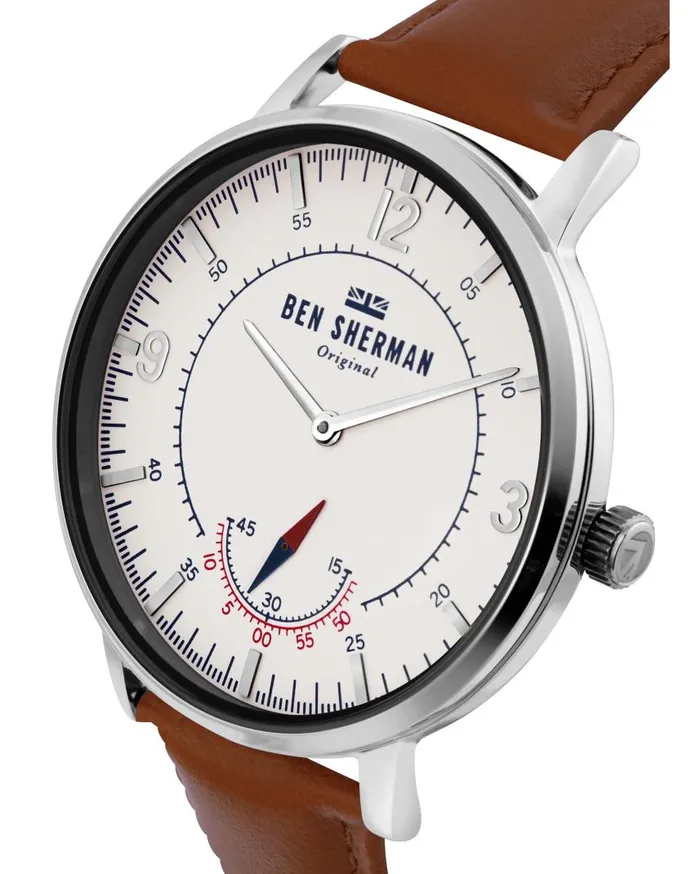 Men Ben Sherman Watches Portobello Heritage Watch 8211 BrownOffWhiteSilver