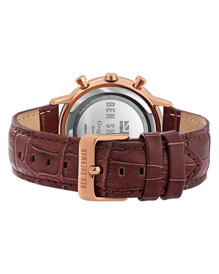Men Ben Sherman Watches Portobello Professional Multi Watch 8211 BrownOffWhiteRose Gold