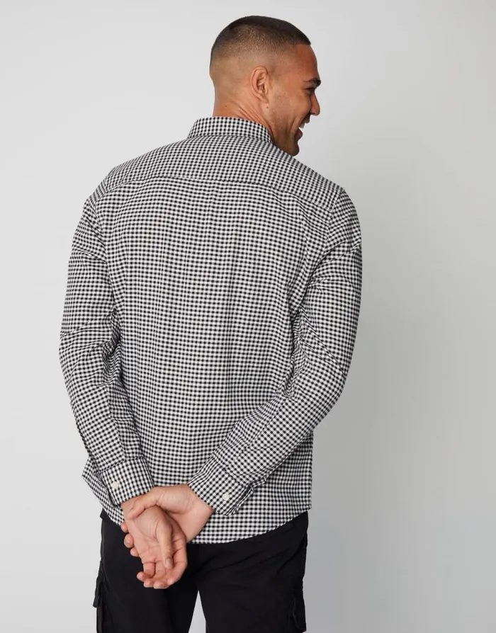 Men Black Check Cotton Long Sleeve Shirt Threadbare Shirts Men Black Check Cotton Long Sleeve Shirt Threadbare Shirts