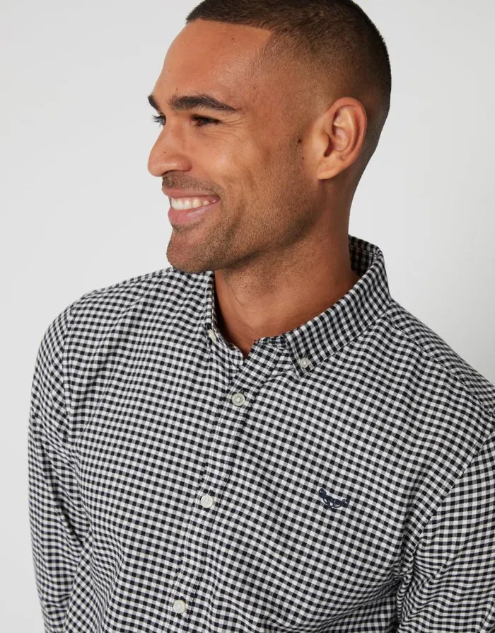 Men Black Check Cotton Long Sleeve Shirt Threadbare Shirts Men Black Check Cotton Long Sleeve Shirt Threadbare Shirts