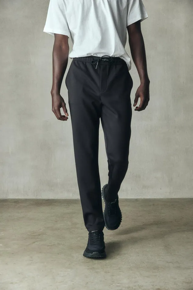 Men Black Ethica Trousers Ecoalf Trousers