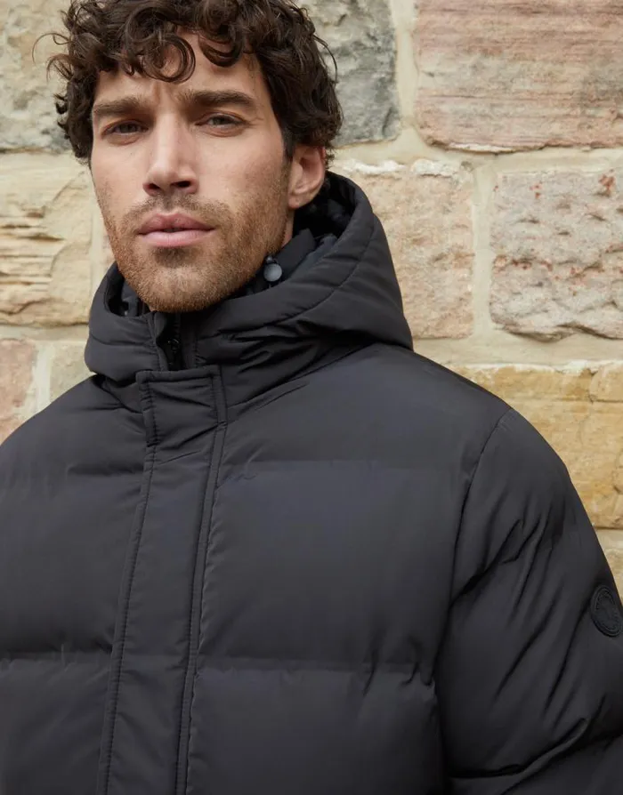 Men Black Hooded Longline Puffer Jacket Threadbare Coats Men Black Hooded Longline Puffer Jacket Threadbare Coats