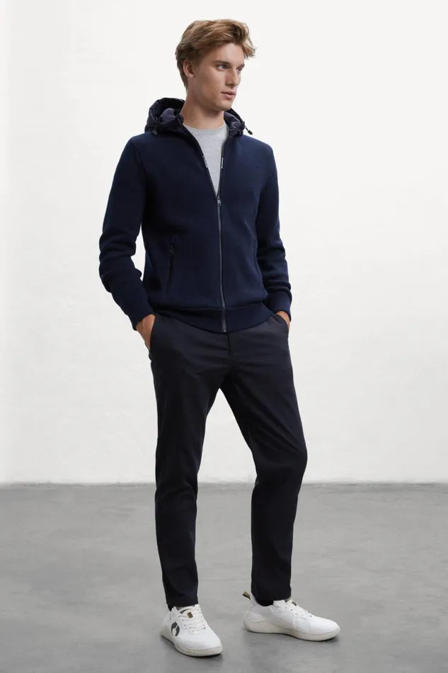 Men Blue Lesca Knitted Jumper Ecoalf Knitwear