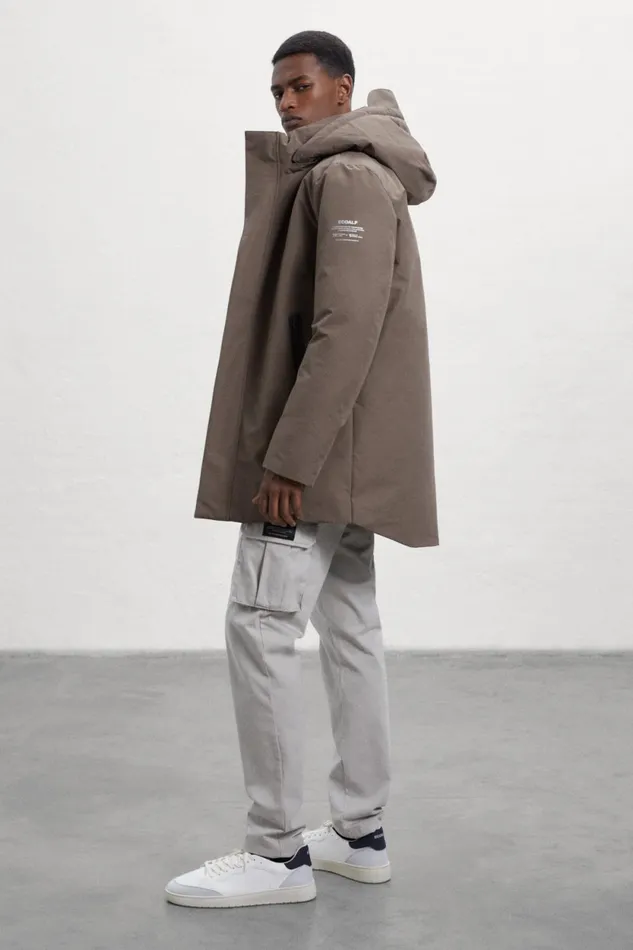 Men Brown Parko Coat Ecoalf Coats And Jackets