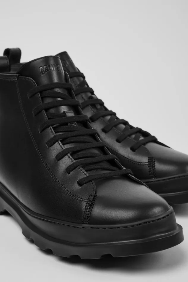 Men Brutus Black Leather Ankle Boots Camper Ankle Boots