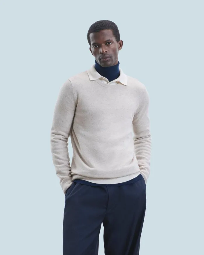 Men Cashmere Sweaters From Future Basic Crewneck Sweater Beige Moulin