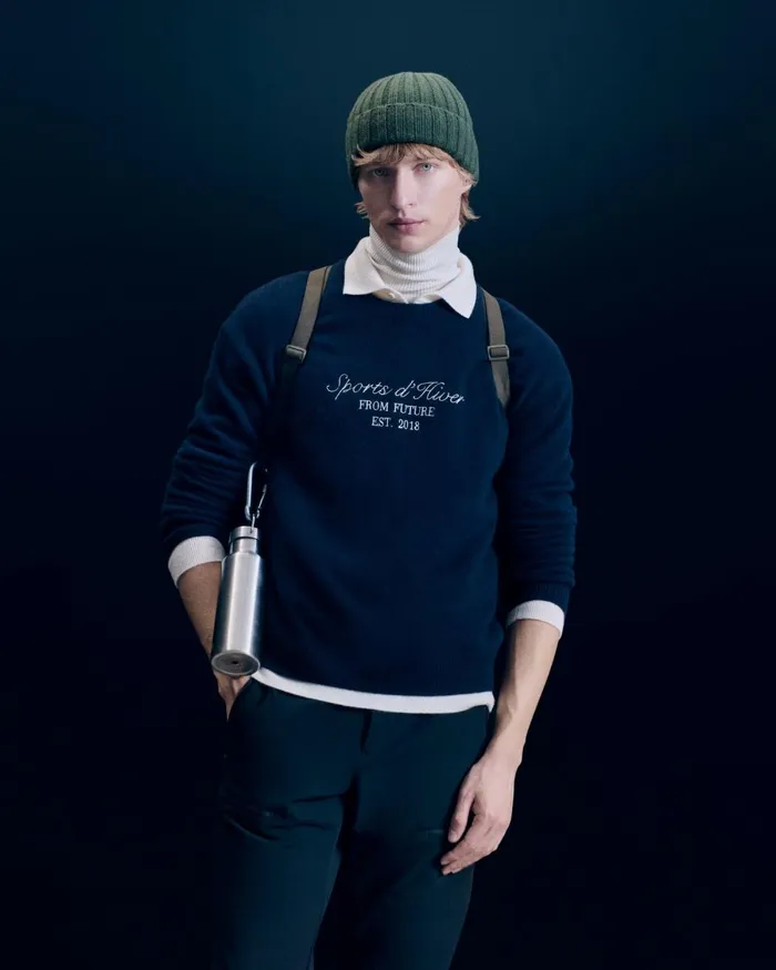Men Cashmere Sweaters From Future Courchevel Crewneck Sweater Navy