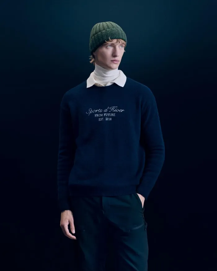 Men Cashmere Sweaters From Future Courchevel Crewneck Sweater Navy