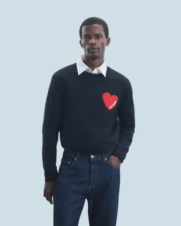 Men Cashmere Sweaters From Future Heart Crewneck Sweater Black
