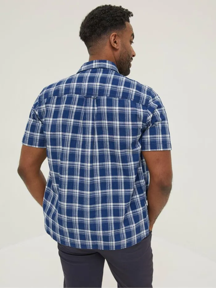 Men Coats and Jackets Fat Face Blue Crowford Check Shirt