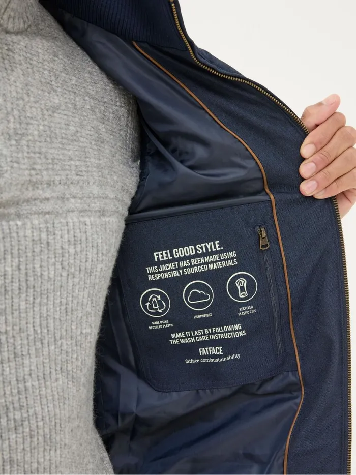 Men Coats and Jackets Fat Face Exmouth Navy Blue Quilted Gilet