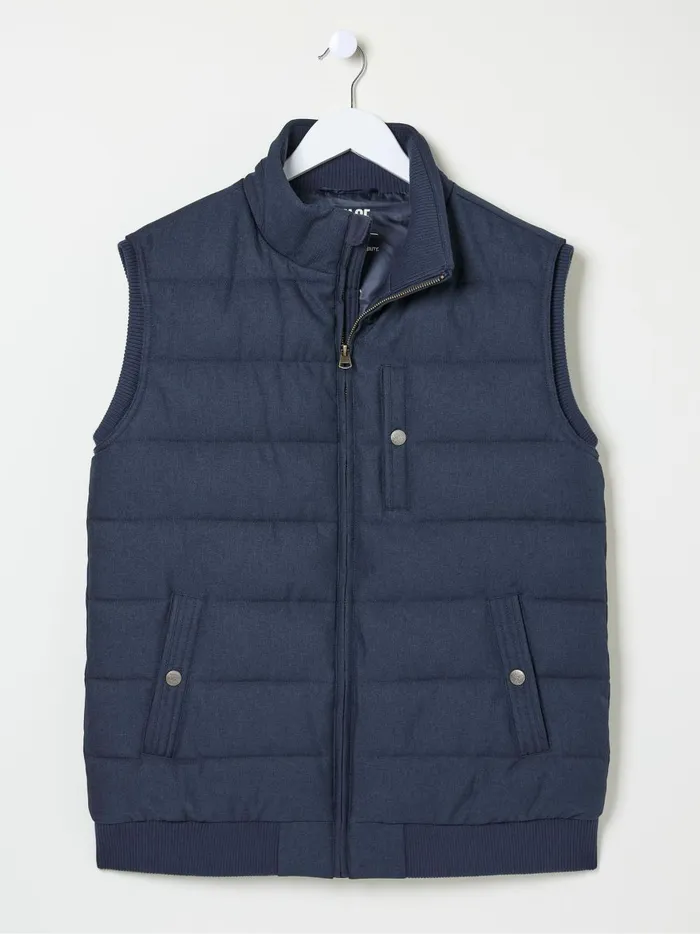 Men Coats and Jackets Fat Face Exmouth Navy Blue Quilted Gilet