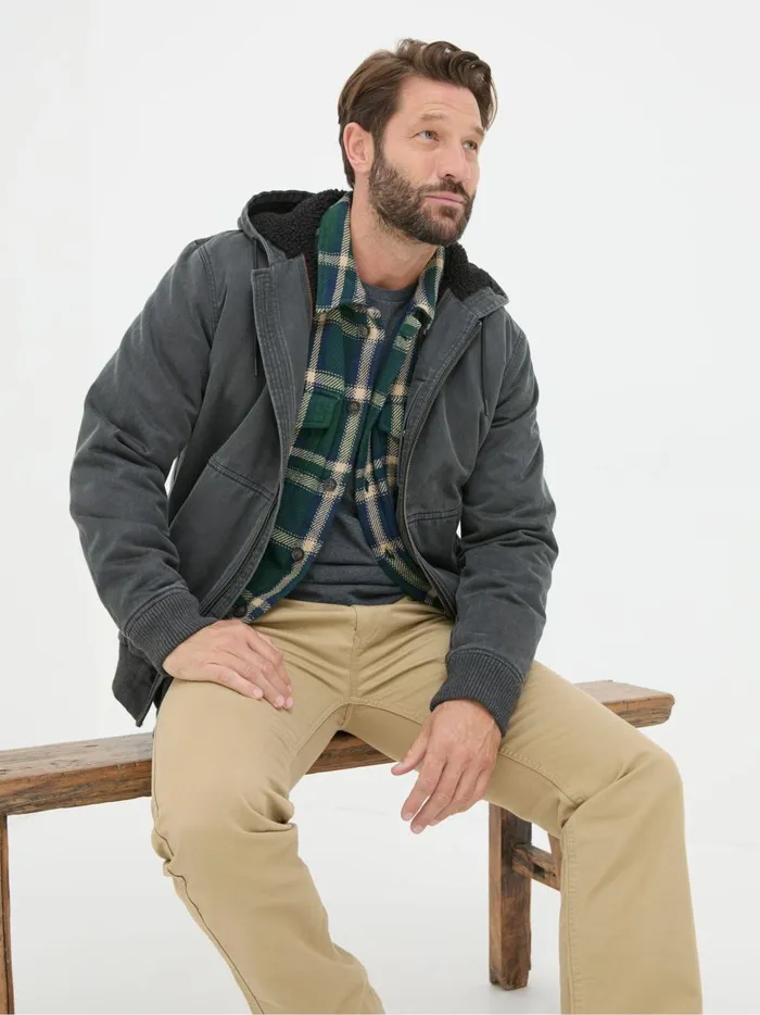 Men Coats and Jackets Fat Face Grey Charcoal Denver Hooded Jacket