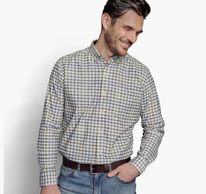 Men Corduroy Shirt Ivory Plaid JohnstonandMurphy Shirts Men Corduroy Shirt Ivory Plaid JohnstonandMurphy Shirts
