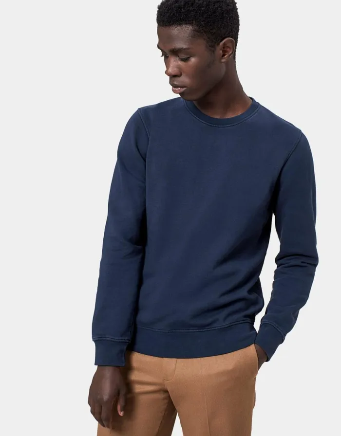Men Crewneck Sweatshirts Colorful Standard Classic Organic Crew Sapphire Blue