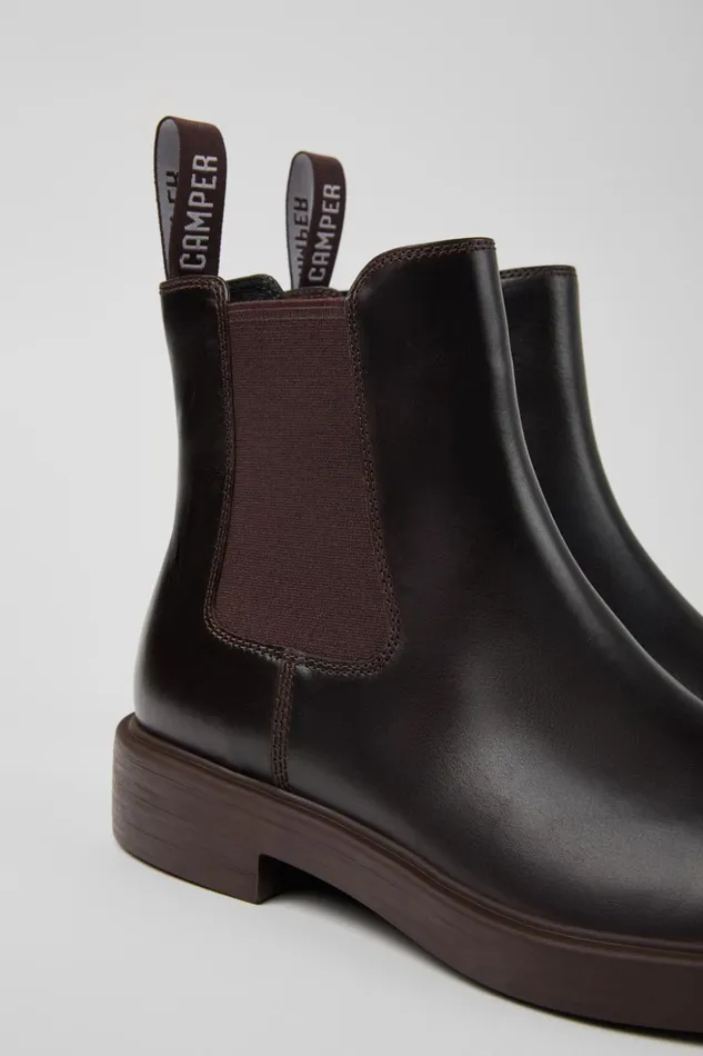 Men Dean Brown Leather Ankle Boots Camper Ankle Boots