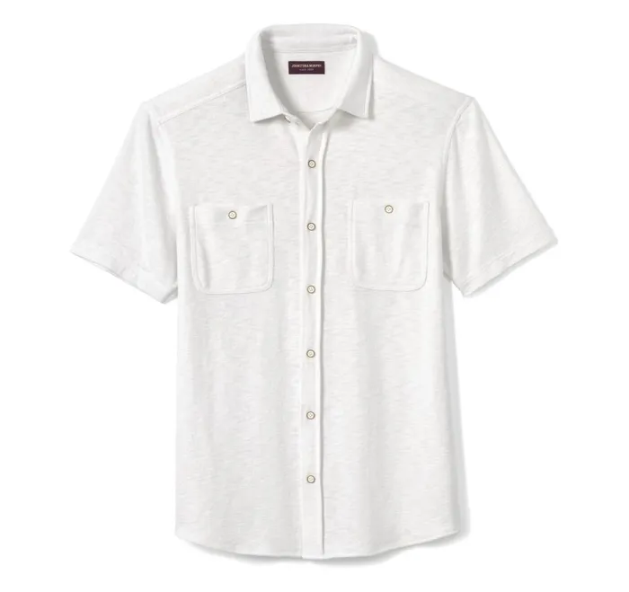 Men Double Pocket Knit Shirt White JohnstonandMurphy ShortSleeve Shirts Men Double Pocket Knit Shirt White JohnstonandMurphy ShortSleeve Shirts