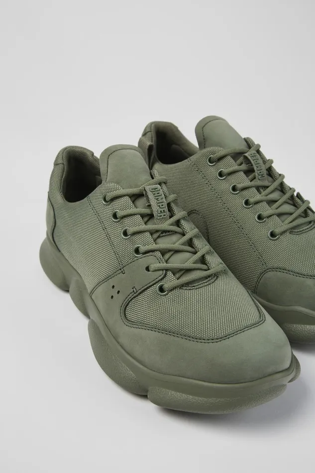 Men Karst Green Leather And Recycled PET Sneakers Camper Sneakers