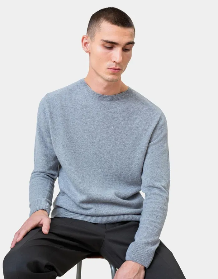 Men Knit Sweaters Colorful Standard Light Merino Wool Crew Burned Yellow