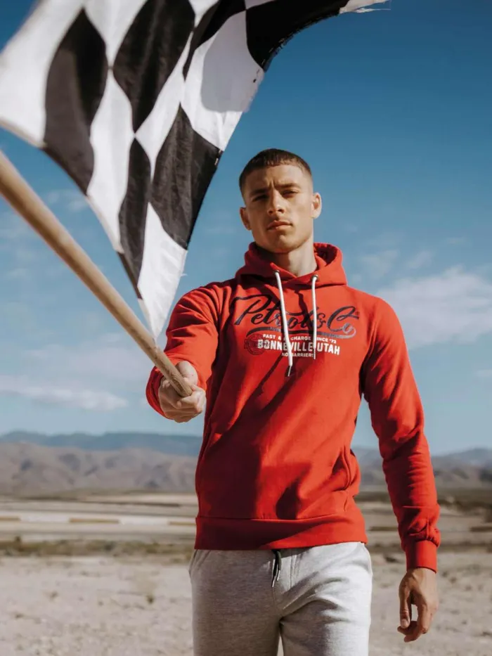 Men Knits and Sweats Petrol Industries Hoodie With Logo Artwork Fire Red