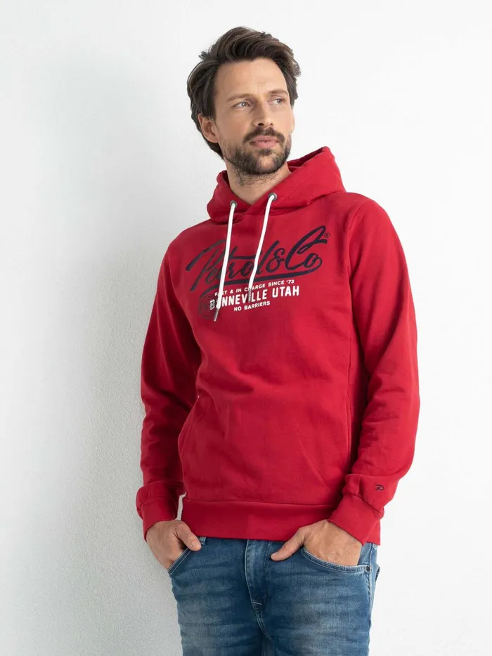 Men Knits and Sweats Petrol Industries Hoodie With Logo Artwork Fire Red