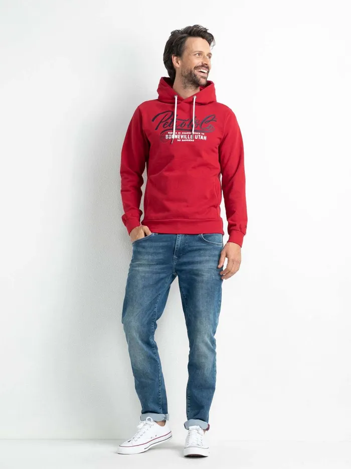 Men Knits and Sweats Petrol Industries Hoodie With Logo Artwork Fire Red
