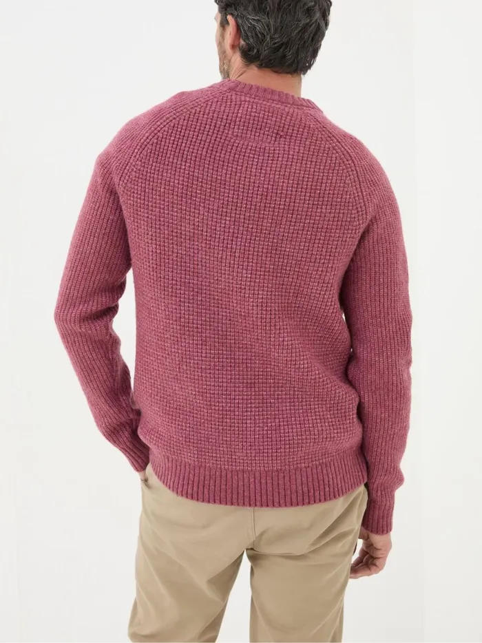 Men Knitwear Fat Face Calder Dark Pink Crew Neck Jumper