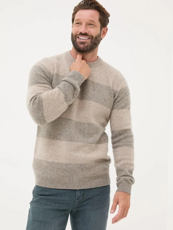 Men Knitwear Fat Face Natural Lambswool Knitted Crew Jumper