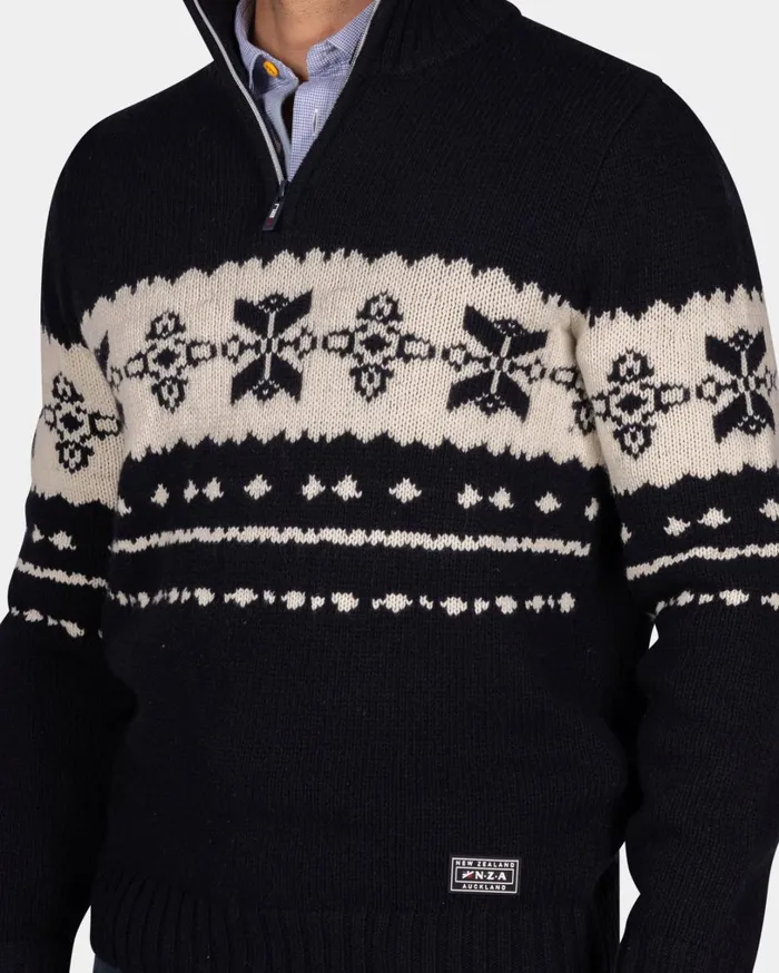 Men Knitwear NZA New Zealand Auckland Dark Blue Sweater With Ecru Pattern 8211 Winter Navy Men Knitwear NZA New Zealand Auckland Dark Blue Sweater With Ecru Pattern 8211 Winter Navy