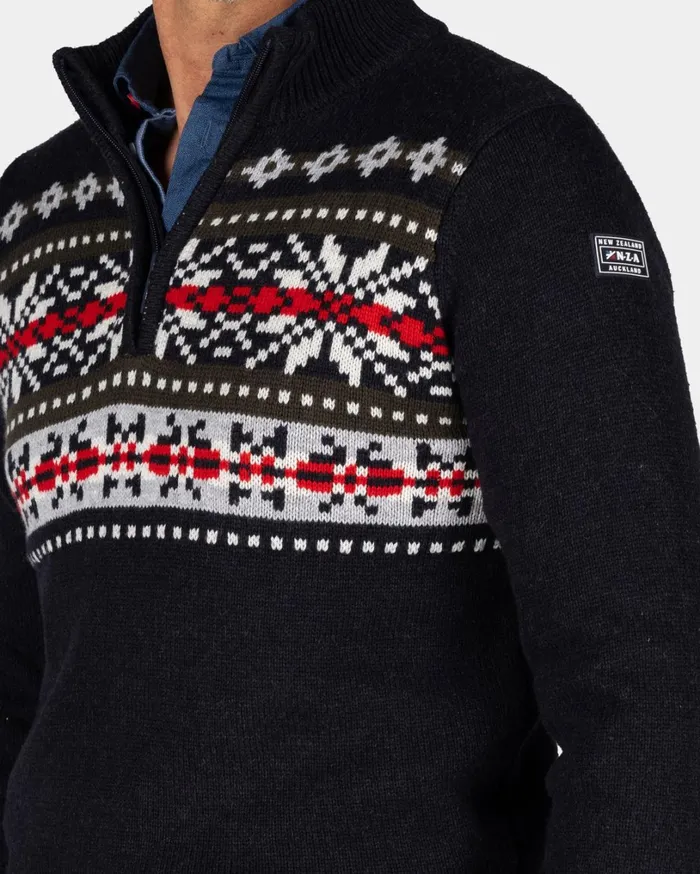 Men Knitwear NZA New Zealand Auckland Navy Pullover With Knitted Print 8211 Winter Navy Men Knitwear NZA New Zealand Auckland Navy Pullover With Knitted Print 8211 Winter Navy