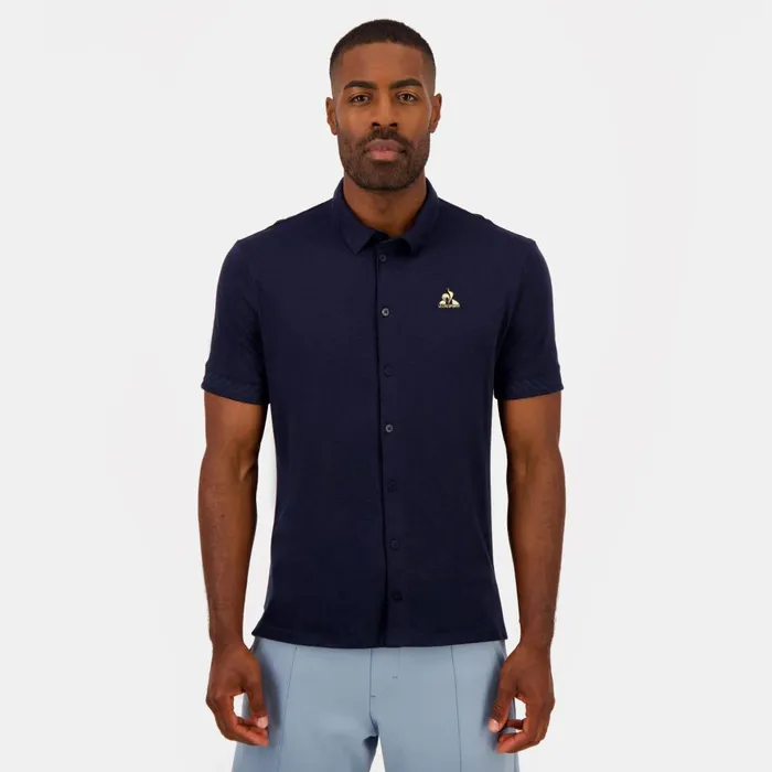 Men Le Coq Sportif Polos Shirts Coq D039or Shirt Manches Courtes Dark Velvet