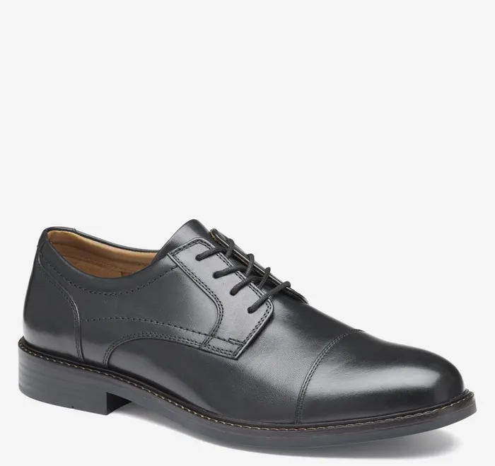 Men Mason Cap Toe Black Full Grain JohnstonandMurphy LaceUps