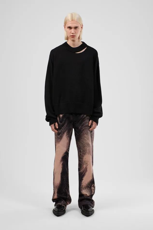 Men Melange Knit Sweater Black Melange Knit Sweater Camper Knit