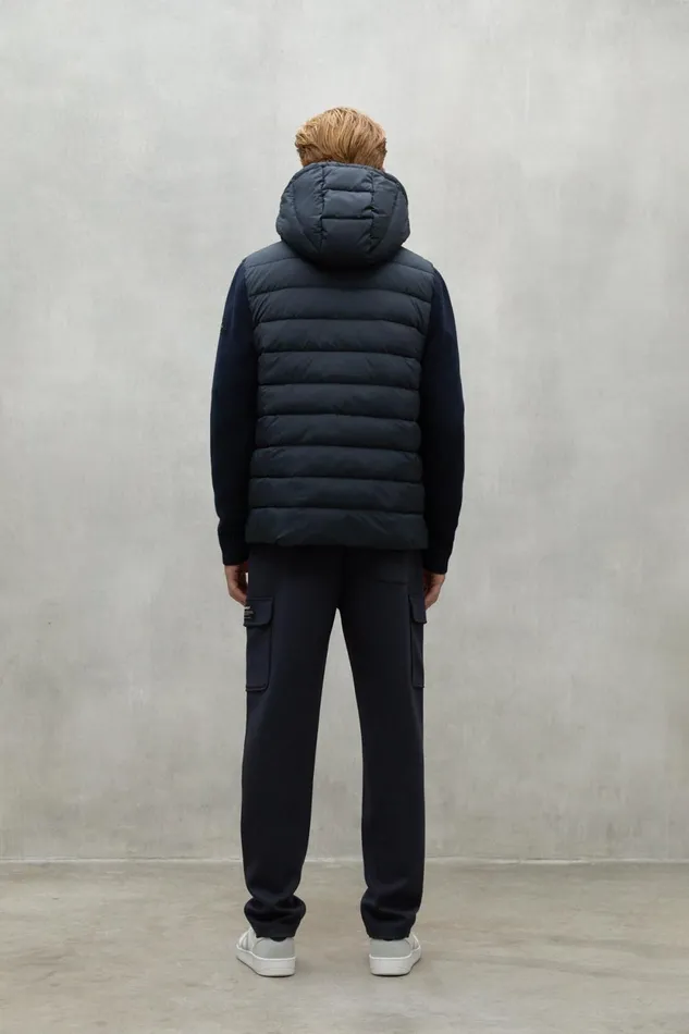 Men Navy Blue Denali Knitted Jacket Ecoalf Coats And Jackets