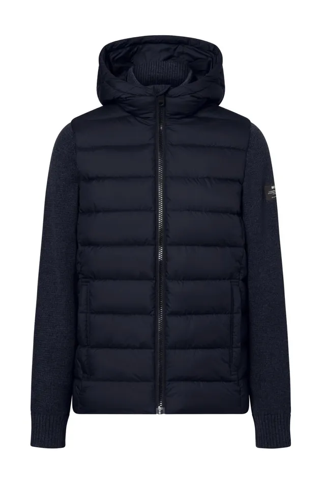 Men Navy Blue Denali Knitted Jacket Ecoalf Coats And Jackets