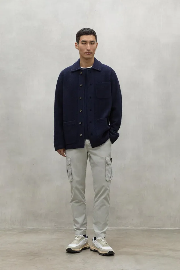 Men Navy Blue Rimo Jacket Ecoalf Knitwear