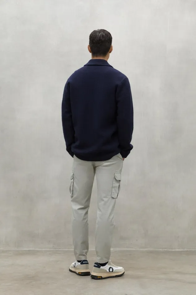 Men Navy Blue Rimo Jacket Ecoalf Knitwear