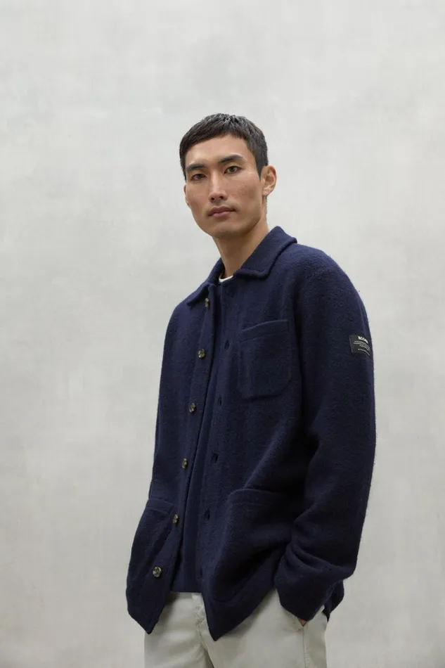 Men Navy Blue Rimo Jacket Ecoalf Knitwear