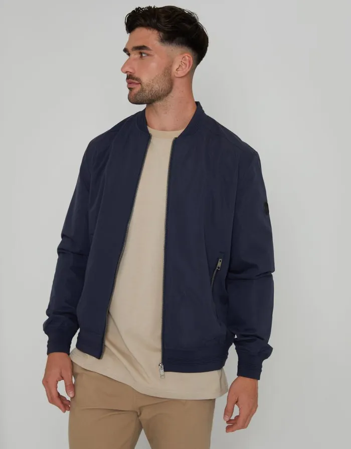 Men Navy Showerproof Classic Bomber Jacket Threadbare Jackets Men Navy Showerproof Classic Bomber Jacket Threadbare Jackets