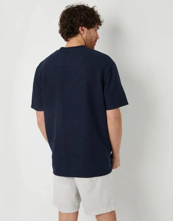 Men Navy Textured Relaxed Fit TShirt Threadbare TShirts Men Navy Textured Relaxed Fit TShirt Threadbare TShirts
