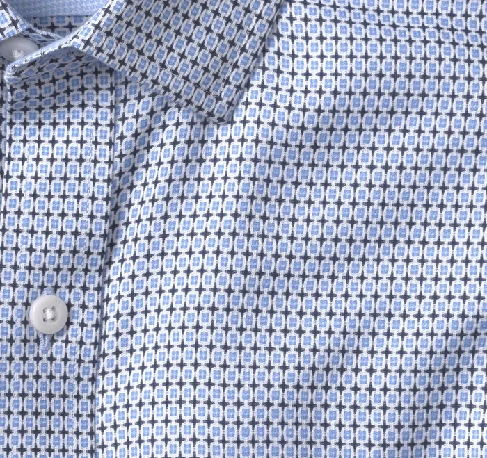 Men NonIron Dress Shirt Blue Outlined Squares JohnstonandMurphy Shirts Men NonIron Dress Shirt Blue Outlined Squares JohnstonandMurphy Shirts