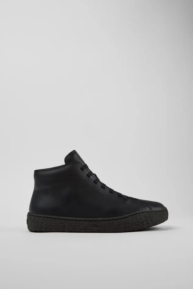 Men Peu Terreno Black Leather Desert Boot Camper Ankle Boots Men Peu Terreno Black Leather Desert Boot Camper Ankle Boots