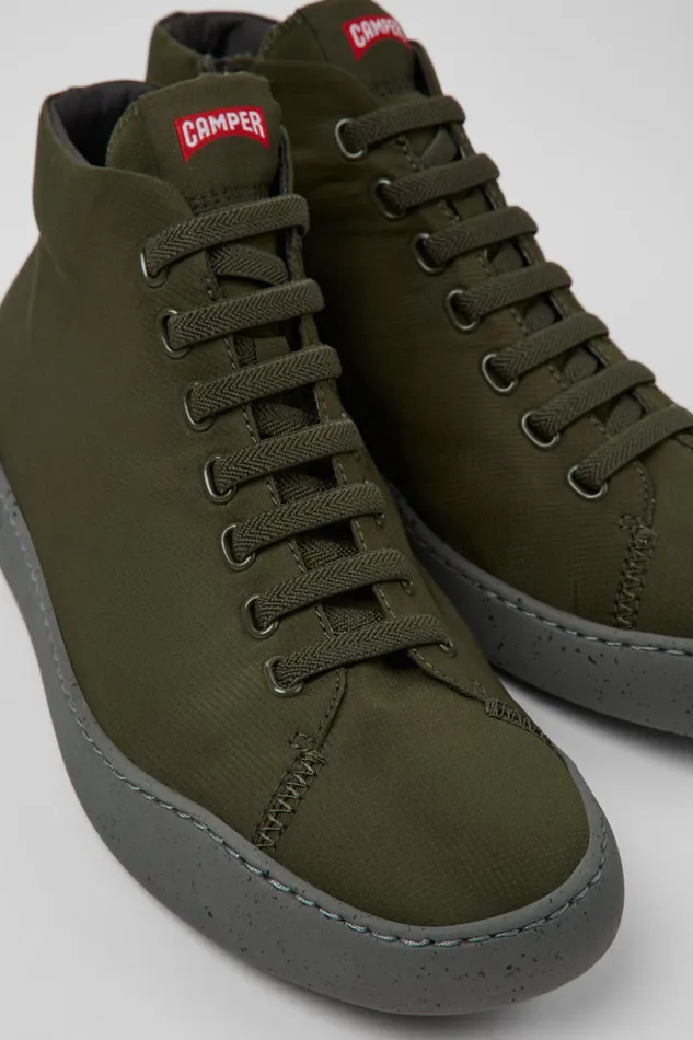 Men Peu Touring Green Textile Ankle Boots Camper Ankle Boots