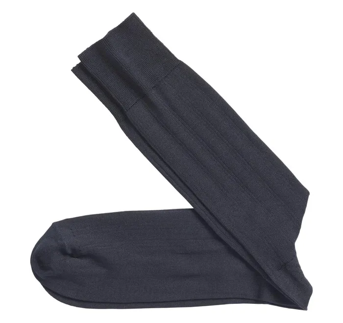 Men Pima Cotton Ribbed Socks Navy JohnstonandMurphy Socks