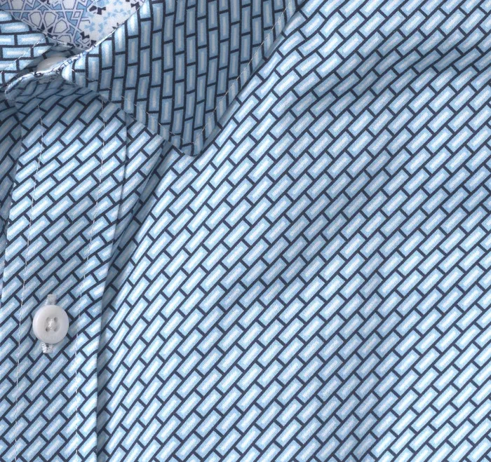 Men Printed Cotton Shirt Blue Bar JohnstonandMurphy Shirts Men Printed Cotton Shirt Blue Bar JohnstonandMurphy Shirts