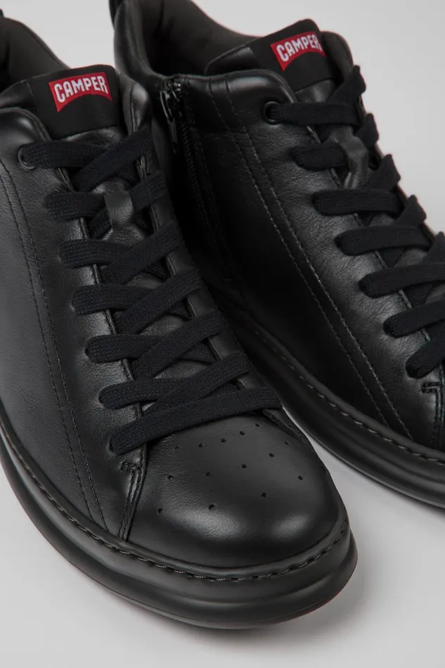 Men Runner Black Leather Ankle Boots Camper Ankle Boots