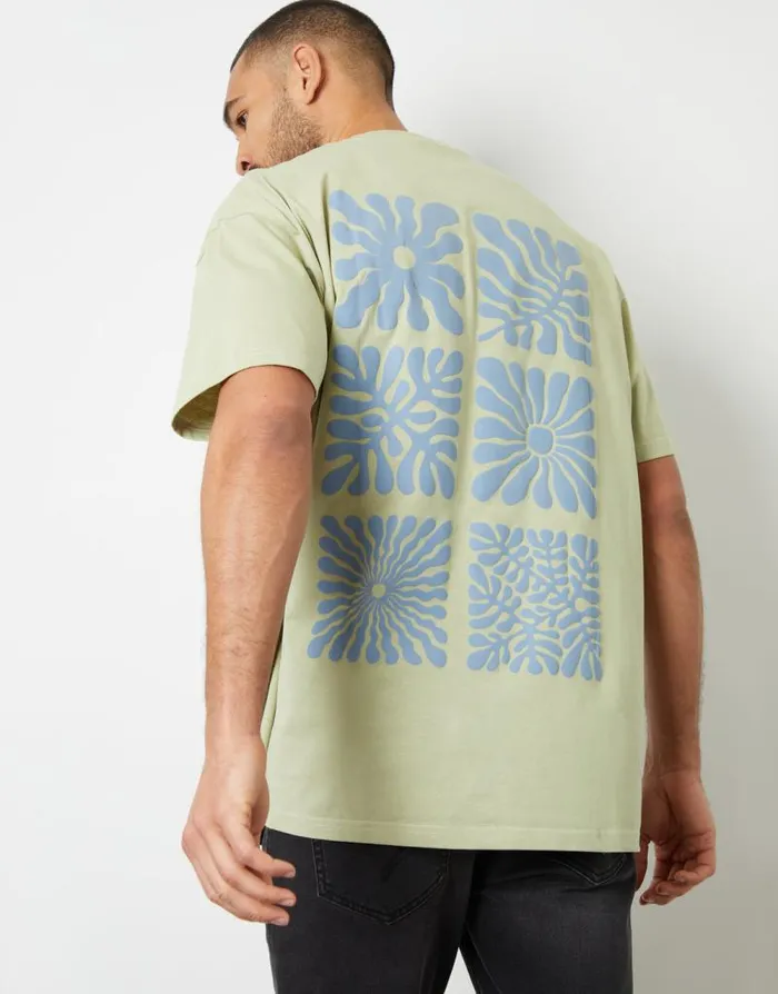 Men Sage Graphic Print Oversized TShirt Threadbare TShirts